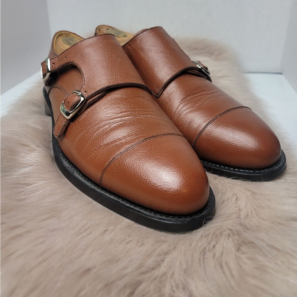 Awl & Sundry Handcrafted Brown Leather Double Monk Oxford Mens Shoes Size 8.5
